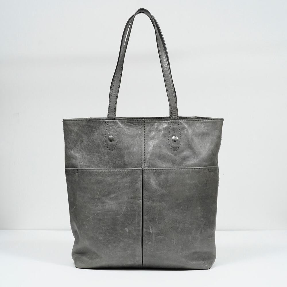 Frye Melissa Distressed Gray Leather Tote Bag Large Shoulder Bag